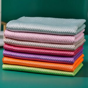 1 10pcs Microfiber Glass Polishing Rags Fish Scale Cloth Cleaning Towel For Kitchen Windows Car Mirrors