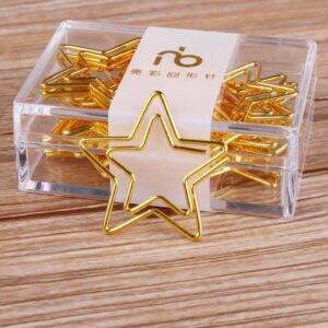 1 Box Cute Star Metal Paper Clip Gold Colors Bookmark Memo Paperclip Stationery Office Binding Supplies 1