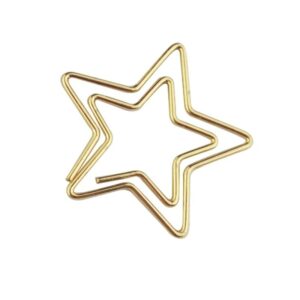 1 Box Cute Star Metal Paper Clip Gold Colors Bookmark Memo Paperclip Stationery Office Binding Supplies 4