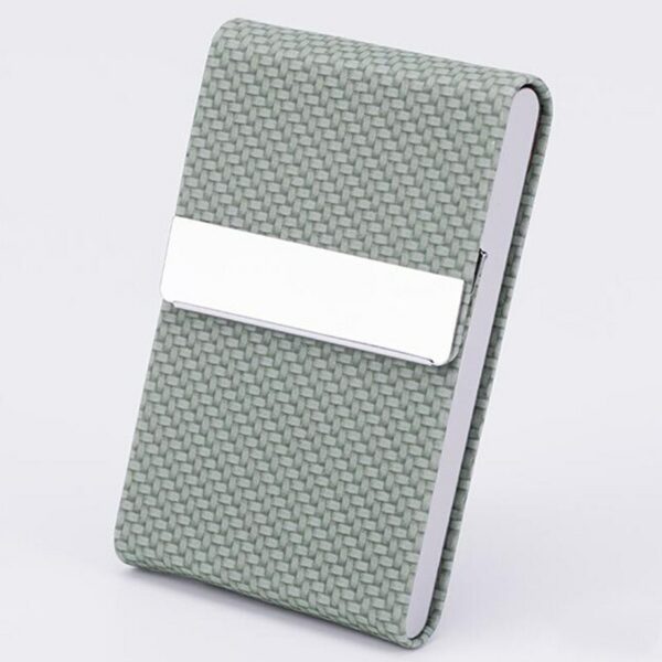 1 Pcs Simple Pu Leather Business Card Case Fashion Buckle Stainless Steel Id Case Office Supplies 3
