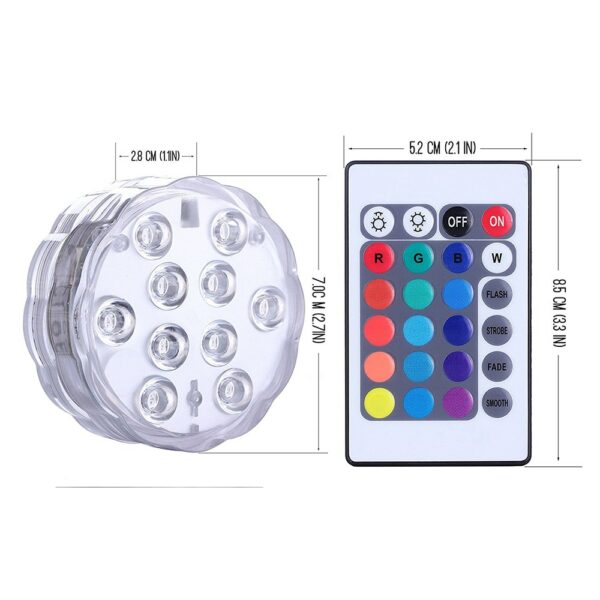 10 Led Remote Controlled Rgb Submersible Light Battery Operated Underwater Night Lamp Outdoor Vase Bowl Garden 3