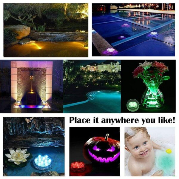 10 Led Remote Controlled Rgb Submersible Light Battery Operated Underwater Night Lamp Outdoor Vase Bowl Garden 5