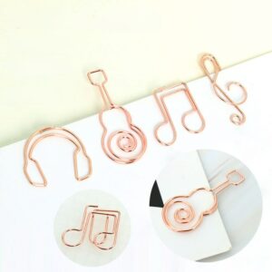 10 Pcs Creative Guitar Music Note Metal Paper Clips Earphone Shape Bookmarks Students Stationery Office School