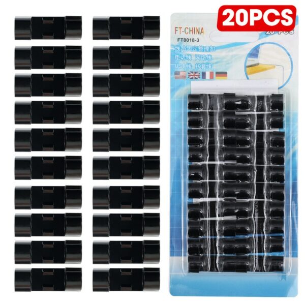 100 80 40 20pcs Cable Organizer Clips Self Adhesive Wire Clamp Cord Holder Desktop Wire Manager 5