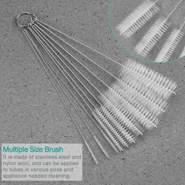 10pcs Nylon Tube Brushes Pipe Cleaning Brush For Drinking Straws Glasses Keyboards Jewelry Cleaning White 2