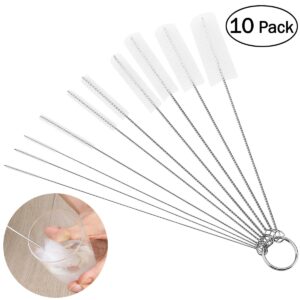 10pcs Nylon Tube Brushes Pipe Cleaning Brush For Drinking Straws Glasses Keyboards Jewelry Cleaning White