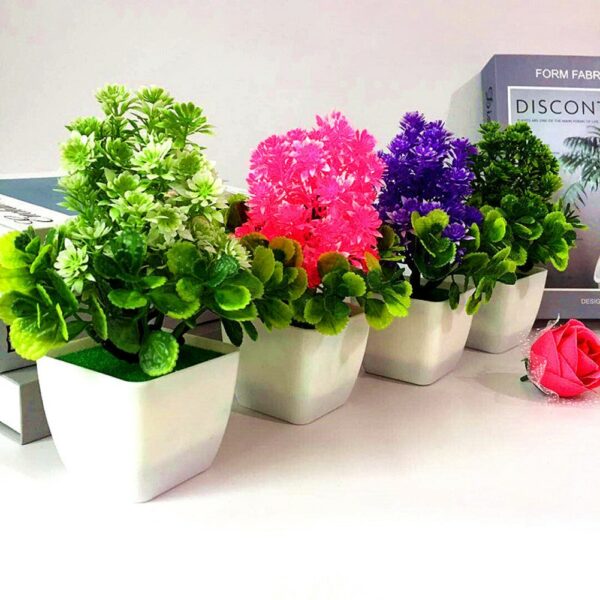 1pc Artificial Flower Plastic Plant Potted Bonsai Household Wedding Spring Summer Living Room Office Garden Desk 2