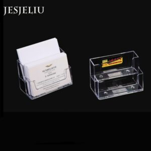 1pc Double Cell Transparent Display Stand Desktop Business Card Box Special Office Business Card Holder Desk 2