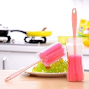 2 Pcs Kitchen Cleaning Tool Sponge Brush For Wineglass Bottle Coffe Tea Glass Cup Color Random 2