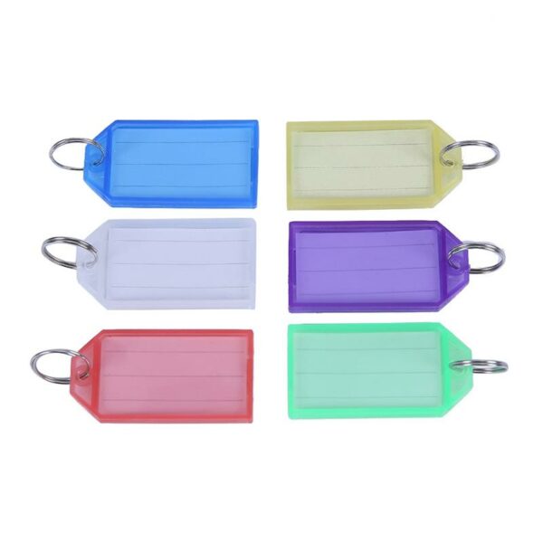 24 25pcs Metal Ring Colorful Plastic Key Fobs Luggage Id Name Label Tag Keyring Classification Chain 3