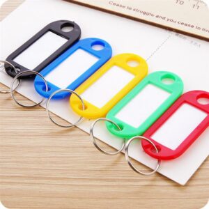 24 25pcs Metal Ring Colorful Plastic Key Fobs Luggage Id Name Label Tag Keyring Classification Chain