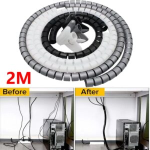 2m Flexible Spiral Tube Cable Organizer Home Office Wire Wrap Cables Winder Cord Protector Storage Organization