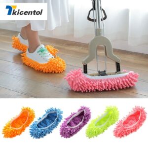 2pcs Removable Washable Lazy Floor Mop Cleaner Household Chenille Mopping Slippers Shoe Cover Home Cleaning Supplies
