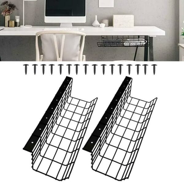 2pcs Cable Organizer Rack With Screws Cord Hider Cable Management Tray Rack With Screws Desk Cord 1