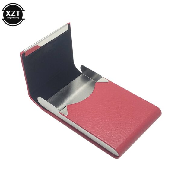 3 Colors Pu Leather Business Card Holder With Magnetic Buckle Slim Pocket Name Card Holder Stainless 3