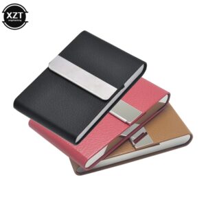 3 Colors Pu Leather Business Card Holder With Magnetic Buckle Slim Pocket Name Card Holder Stainless
