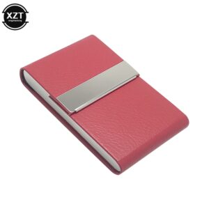 3 Colors Pu Leather Business Card Holder With Magnetic Buckle Slim Pocket Name Card Holder Stainless 4