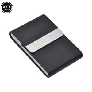 3 Colors Pu Leather Business Card Holder With Magnetic Buckle Slim Pocket Name Card Holder Stainless 5
