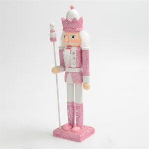 30cm Wooden Nutcracker Solider Figurine Puppet Pink Glitter Soldier Doll Toy Handcraft Ornament Christmas Home Office 3