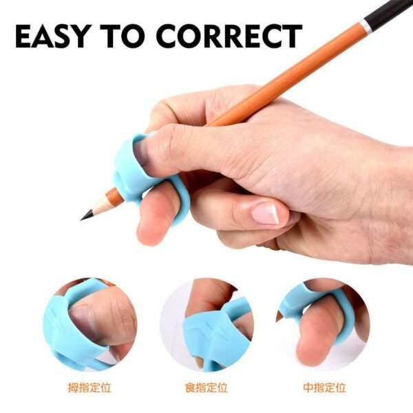 3pcs Cute Silicone Pencil Holder Beginner Writing Aid Tool Baby Double Thumb Posture Correction Tool Pen