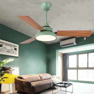 42 48 Inch Modern Wooden Ceiling Fan Lights Led Living Dining Room Nordic Industrial Wind Remote 2