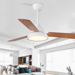 42 48 Inch Modern Wooden Ceiling Fan Lights Led Living Dining Room Nordic Industrial Wind Remote