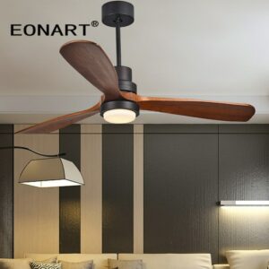 42 Inch Modern Decorative Led 15w Ceiling Fan With Remote Control Bedroom With Light Solid Wood 2