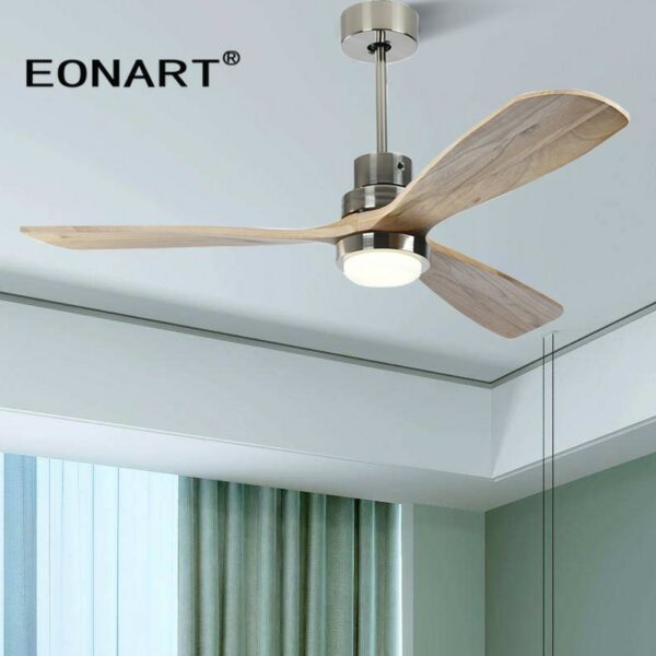 42 Inch Modern Decorative Led 15w Ceiling Fan With Remote Control Bedroom With Light Solid Wood 3
