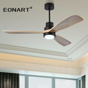 42 Inch Modern Decorative Led 15w Ceiling Fan With Remote Control Bedroom With Light Solid Wood