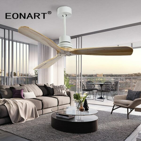 42 Inch Modern Decorative Led 15w Ceiling Fan With Remote Control Bedroom With Light Solid Wood 4