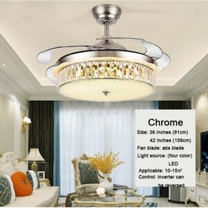 42 Led Invisible Ceiling Fans With Light Decorative Retractable Blade Modern Folding Fan Lamp Remote Control 2