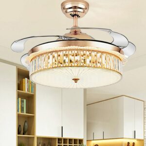 42 Led Invisible Ceiling Fans With Light Decorative Retractable Blade Modern Folding Fan Lamp Remote Control