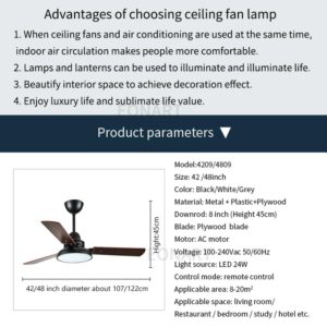 42inch Led Ceiling Fan With Lamp Roof Lighting Fan Modern Bedroom Living Room Kitchen Decorate Ceiling 1