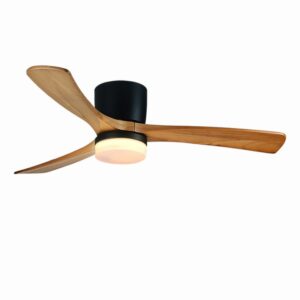 48inch Low Floor Wooden Led Dc Ceiling Fan With Lamp Remote Control Modern Indoor Solid Wood 5
