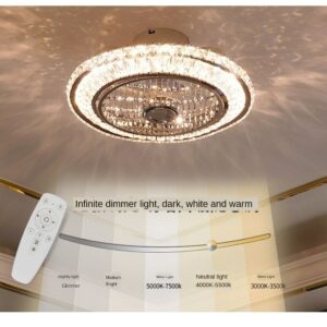 50cm Crystal Led Ceiling Fan Remote Control Ventilation Lamp Quiet Car Bedroom Decoration Modern Ceiling Fan