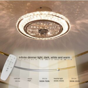 50cm Crystal Led Ceiling Fan Remote Control Ventilation Lamp Quiet Car Bedroom Decoration Modern Ceiling Fan 7