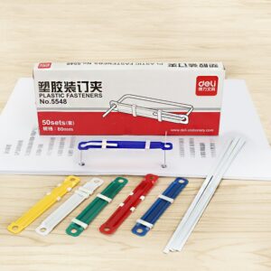 50pcs Box Fasteners Binder Clip Colorful 2 Holes 80mm Paper Document Clips Office Binding Supplies