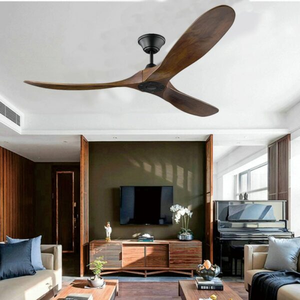 52 60 70 Inch Ceiling Fan Industrial Vintage Wooden Ventilator No Light Remote Control Decorative Blower 3