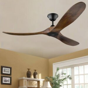 52 60 70 Inch Ceiling Fan Industrial Vintage Wooden Ventilator No Light Remote Control Decorative Blower