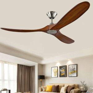 52 60 70 Inch Vintage Wood Ceiling Fan With Remote Control No Light Wooden Ceiling Fans 3
