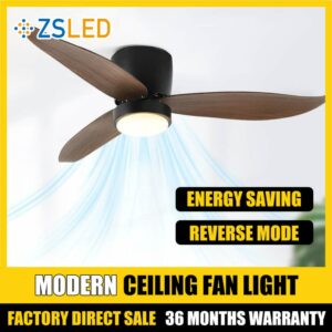 52inch Modern Led15w Dc Motor 35w Ceiling Fan With Remote Control White Black Ceiling Fan Light