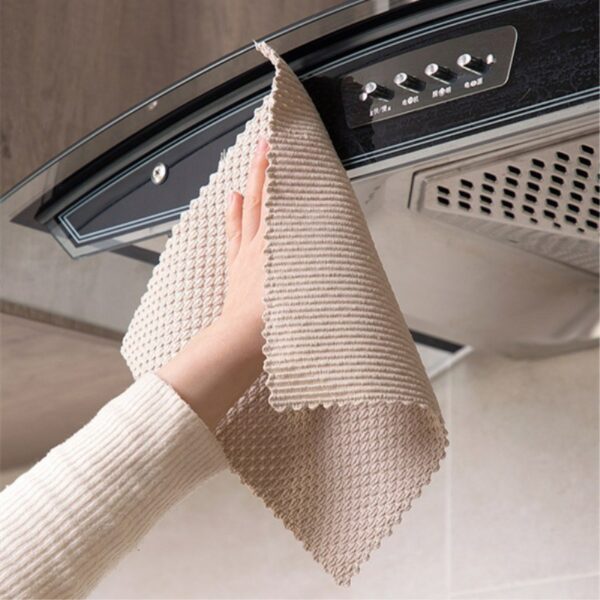 5pcs Polyester Nylon Cleaning Towel Anti Grease Cleaning Cloth Multifunction Home Washing Dish Kitchen Supplies Wiping 2