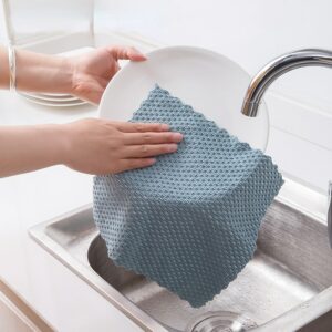 5pcs Polyester Nylon Cleaning Towel Anti Grease Cleaning Cloth Multifunction Home Washing Dish Kitchen Supplies Wiping 3