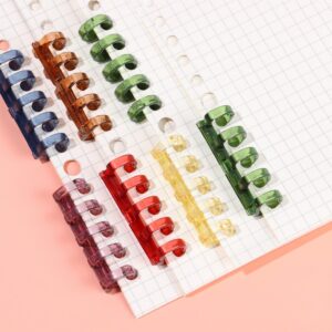 5pcs Set Multicolor Creative 5 Holes Binder Clip Notebook Binding Hoops Refillable Notebook Ring Binder Clip