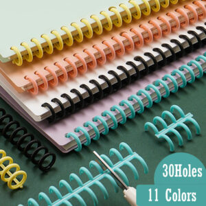 5pcs 30 Holes Loose Leaf Binders Color Ring Binding For Diy Paper Notebook Album Diary Stationery