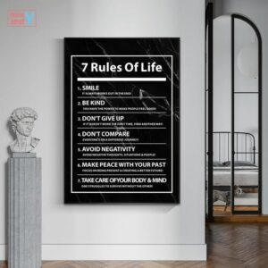 7 Rules Of Life Letter Motivational Quote Canvas Poster Inspiration Canvas Painting Prints Wall Art Pictures 1