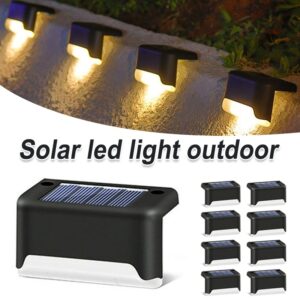 8 4pcs Led Solar Stair Lamp Outdoor Fence Light Garden Lights Pathway Yard Patio Steps Lamps