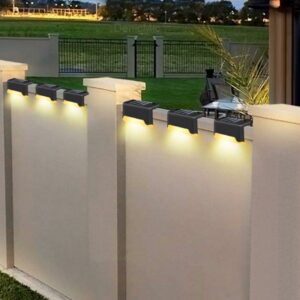 8 4pcs Led Solar Stair Lamp Outdoor Fence Light Garden Lights Pathway Yard Patio Steps Lamps 4