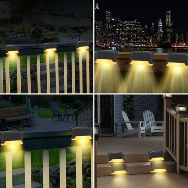 8 4pcs Led Solar Stair Lamp Outdoor Fence Light Garden Lights Pathway Yard Patio Steps Lamps 5