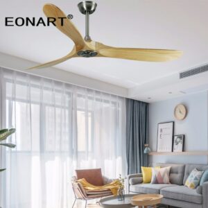 88 Inch Modern Solid Wood Dc Ceiling Fan Without Light Remote Control Wooden Ceiling Fans For 4
